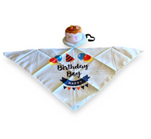 Load image into Gallery viewer, &quot;Birthday&quot; Bandana w Cupcake Hat Set
