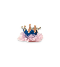 Load image into Gallery viewer, Pink Dress w/ Pearls and Blue Crown w/ Pearls and Hanger (SET)
