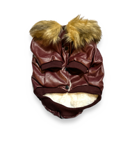 Load image into Gallery viewer, Faux Leather Coat w/ Fur Hood
