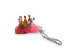 Load image into Gallery viewer, White Dress w/ Pearls and Pink Crown w/ Pearls and Hanger (SET)
