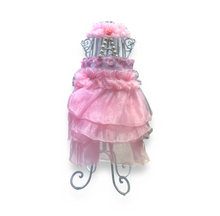 Load image into Gallery viewer, Pink Dress w/ Pearls and Blue Crown w/ Pearls and Hanger (SET)
