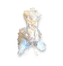 Load image into Gallery viewer, White Dress w/ Pearls and Pink Crown w/ Pearls and Hanger (SET)
