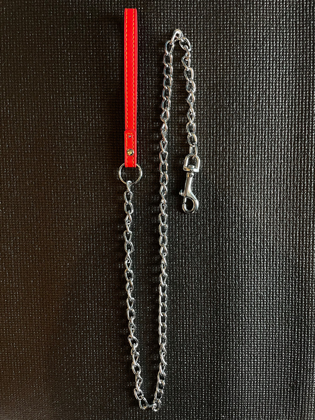 Chain Leash w Leather Handle